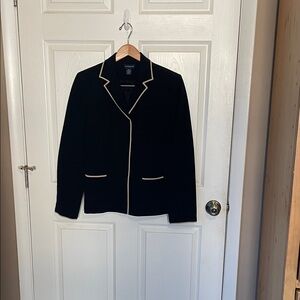 Ann Taylor Black Blazer with Cream Accents